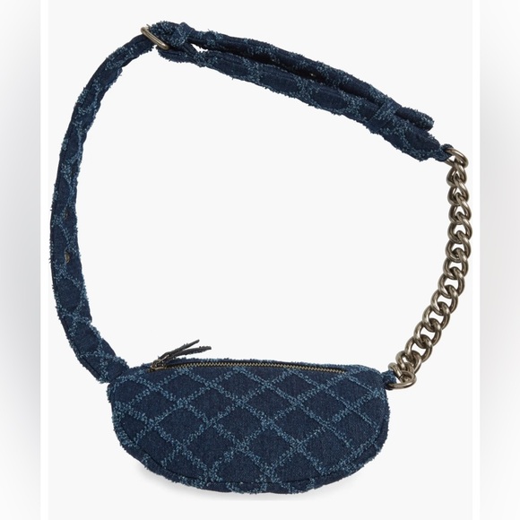 NWT Kurt Geiger Small Brixton Denim Quilt Belt Bag - Picture 8 of 14